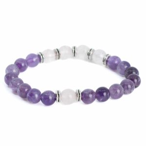 Edelstein-Armband Amethyst und Rosenquarz - 8 mm