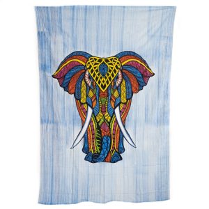 Authentisches Wandtuch Baumwolle Elefant Bunt (215 x 135 cm)