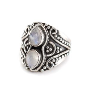 Edelstein-Ring Mondstein 925 Silber "Yoza" (Größe 17)
