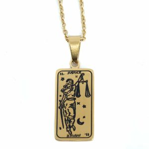 Amulett Stahl Gold Tarot 'Gerechtigkeit'