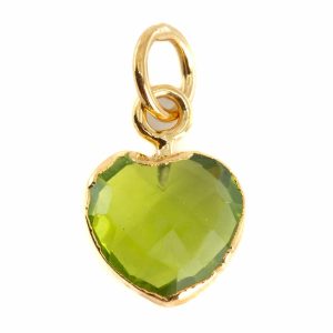 Edelstein-Anhänger Peridot Herz - vergoldet - 10 mm