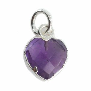 Edelstein-Anhänger Amethyst Herz - versilbert - 10 mm