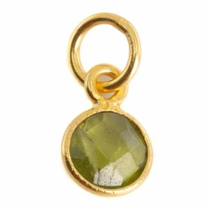 Geburtsstein-Anhänger August Peridot 925 Silber und vergoldet (6 mm)