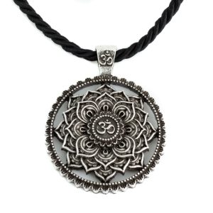 Tibetisches Mandala OHM Halskette - Silber (40 mm)
