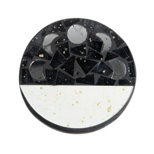 Mosaik Räucherstäbchen Brett Schwarz Weiß Rund Mondphase Indonesien 12 cm