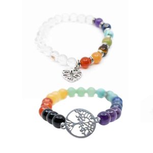 7 Chakra Armband Set mit Symbolen - Bündel